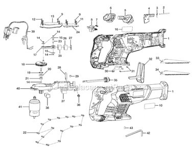 Page A Diagram and Parts List for P514  Ryobi Reciprocating Saw