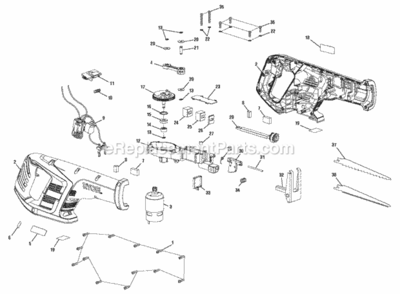 General_Assembly Diagram and Parts List for P515  Ryobi Reciprocating Saw