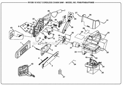 Page A Diagram and Parts List for P540B  Ryobi Chainsaw