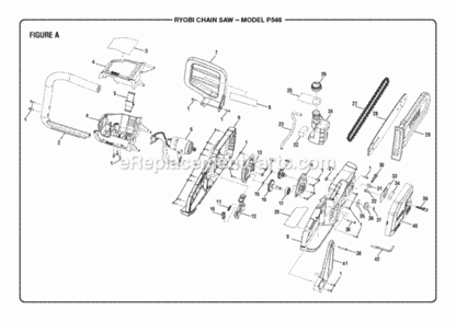 Figure_A Diagram and Parts List for P546  Ryobi Chainsaw