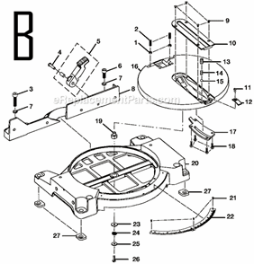 Page B Diagram and Parts List for P550  Ryobi Miter Saw