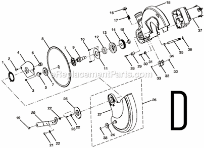 Page D Diagram and Parts List for P550  Ryobi Miter Saw