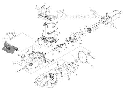 Page A Diagram and Parts List for P551  Ryobi Miter Saw