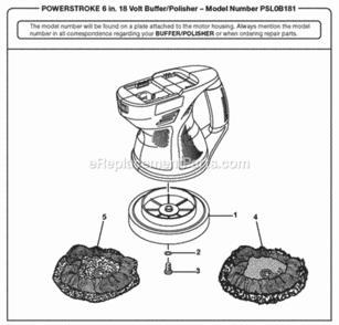 Page A Diagram and Parts List for PSL0B181  Ryobi Sander Polisher