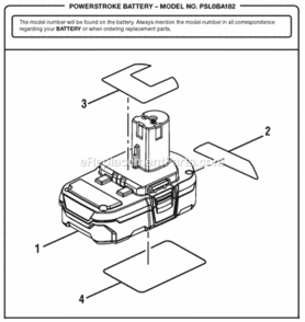Page A Diagram and Parts List for PSL0BA182  Ryobi Charger