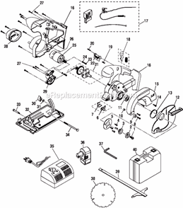 Page A Diagram and Parts List for R10633  Ryobi Circular Saw