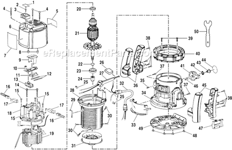 Page A Diagram and Parts List for R161  Ryobi Router