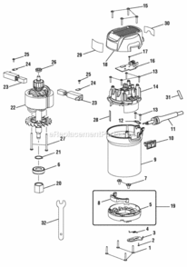 General_Assembly_(Part_2) Diagram and Parts List for R163  Ryobi Router