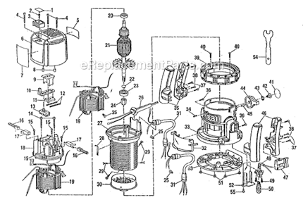 Page A Diagram and Parts List for R165  Ryobi Router