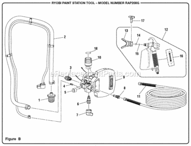 Figure_B Diagram and Parts List for RAP200G  Ryobi Paint Sprayer