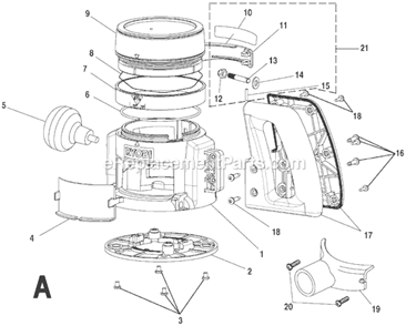 Page A Diagram and Parts List for RE1803-1BK  Ryobi Router
