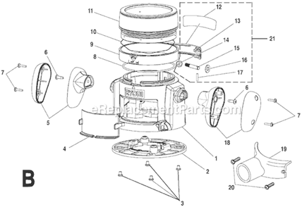 Page B Diagram and Parts List for RE1803-1BK  Ryobi Router
