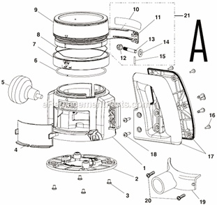 Page A Diagram and Parts List for RE1803BK  Ryobi Router