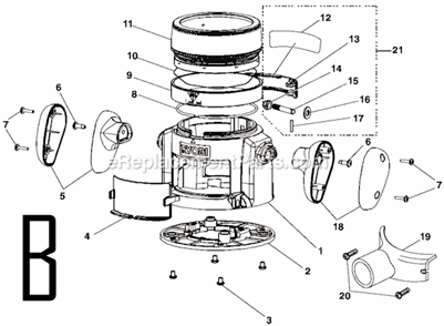 Page B Diagram and Parts List for RE1803BK  Ryobi Router