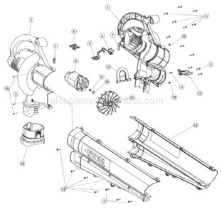 Page A Diagram and Parts List for RESV1300 907113116 41ABESVG051 Ryobi Leaf Blower / Vacuum