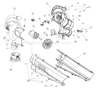 Page A Diagram and Parts List for RESV1300 907113116 41ABESVG500 Ryobi Leaf Blower / Vacuum