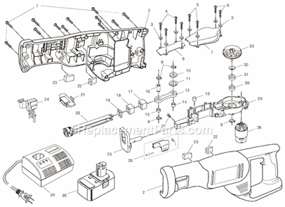 Page A Diagram and Parts List for RJC181  Ryobi Reciprocating Saw