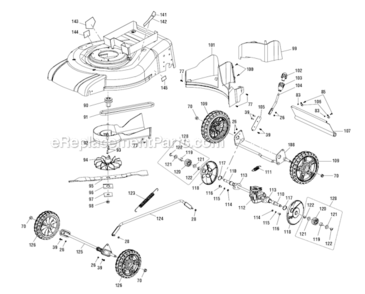 Page B Diagram and Parts List for RT14110A  Ryobi Lawn Mower