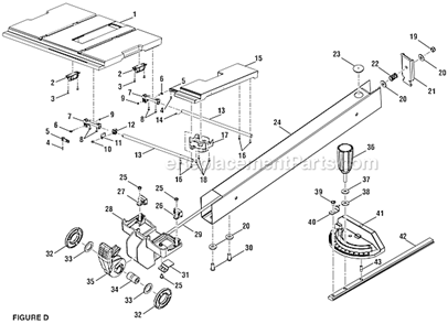 Page D Diagram and Parts List for RTS20  Ryobi Table Saw