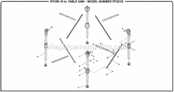 Figure_D Diagram and Parts List for RTS21G  Ryobi Table Saw