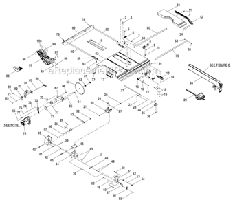 Page A Diagram and Parts List for RTS21  Ryobi Table Saw