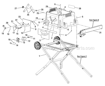 Page B Diagram and Parts List for RTS30  Ryobi Table Saw