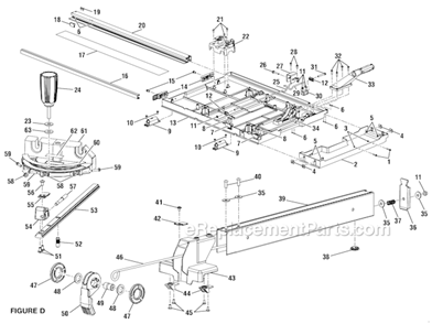 Page D Diagram and Parts List for RTS30  Ryobi Table Saw