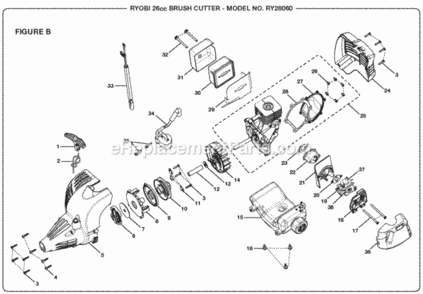 Page C Diagram and Parts List for RY28060  Ryobi Brush Cutter