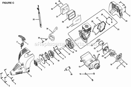 Page C Diagram and Parts List for RY28160  Ryobi Trimmer