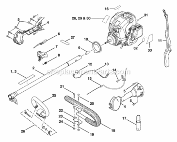 Upper_BoomHandle_Assembly Diagram and Parts List for RY30000A  Ryobi Trimmer