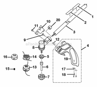 Part Location Diagram of 985391001 Homelite LOWER STRAIGHT BOOM ASSEMBLY &