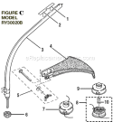 Lower Shaft Assembly Diagram and Parts List for RY30020B  Ryobi Trimmer