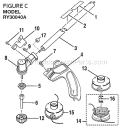 Lower Shaft Assembly Diagram and Parts List for RY30040A  Ryobi Trimmer