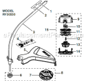 Lower Shaft Assembly Diagram and Parts List for RY30530  Ryobi Trimmer