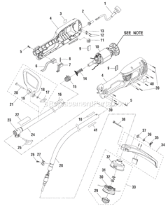 Part Location Diagram of 099081003001 Ryobi String Head Assembly