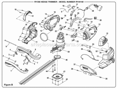 Figure_B Diagram and Parts List for RY44140  Ryobi Hedge Trimmer