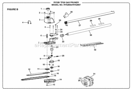 Page B Diagram and Parts List for RY52907  Ryobi Pole Saw