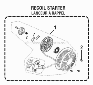 Recoil_Starter Diagram and Parts List for RY9C3501  Ryobi Generator