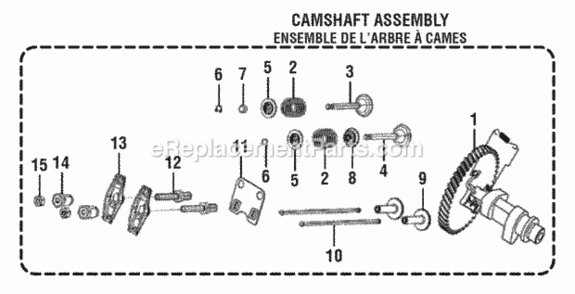 Camshaft_Assembly Diagram and Parts List for RY9C3501  Ryobi Generator
