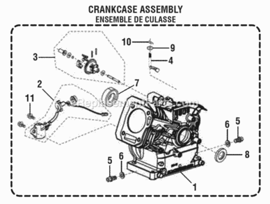 Crankcase_Assembly Diagram and Parts List for RY9C3501  Ryobi Generator
