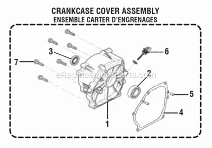 Crankcase_Cover_Assembly Diagram and Parts List for RY9C3501  Ryobi Generator