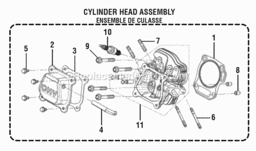 Cylinder_Head_Assembly Diagram and Parts List for RY9C3501  Ryobi Generator