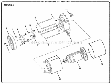 Figure_A Diagram and Parts List for RY9C3501  Ryobi Generator