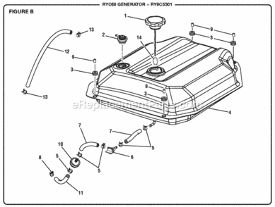 Figure_B Diagram and Parts List for RY9C3501  Ryobi Generator