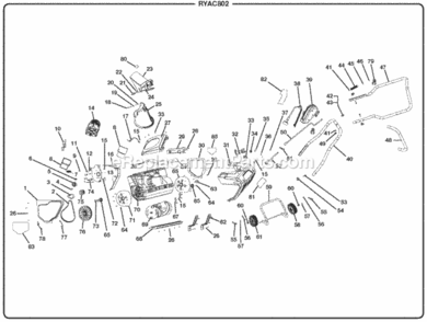 General_Assembly Diagram and Parts List for RYAC802  Ryobi Snow Blower