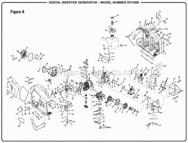 Figure_A Diagram and Parts List for RYI1000  Ryobi Generator