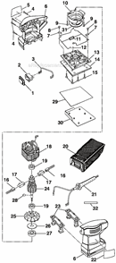 Page A Diagram and Parts List for S605D  Ryobi Sander Polisher