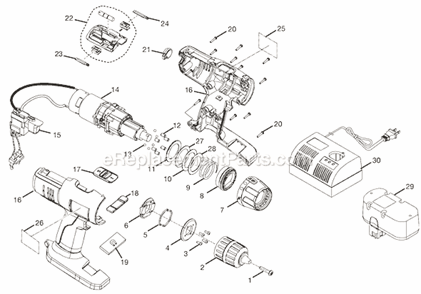 Page A Diagram and Parts List for SA1202  Ryobi Cordless Drill