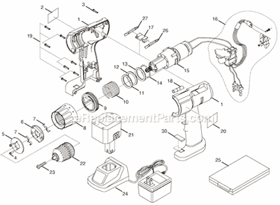 Page A Diagram and Parts List for SA120  Ryobi Cordless Drill