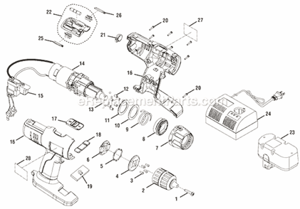 Page A Diagram and Parts List for SA14402  Ryobi Cordless Drill